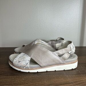 Earthies Santorini Leather Snakeskin Gray Sandals Sz 7 Womens